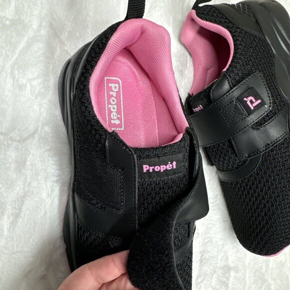 Propet Stability Shoes Women 10.5 D Black Pink X Strap Active Orthopedic Walk - Picture 6 of 10